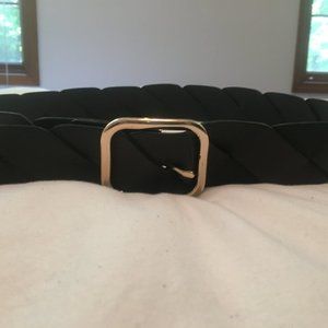 Barely worn Massimo Dutti women's dark brown braided belt with gold buckle